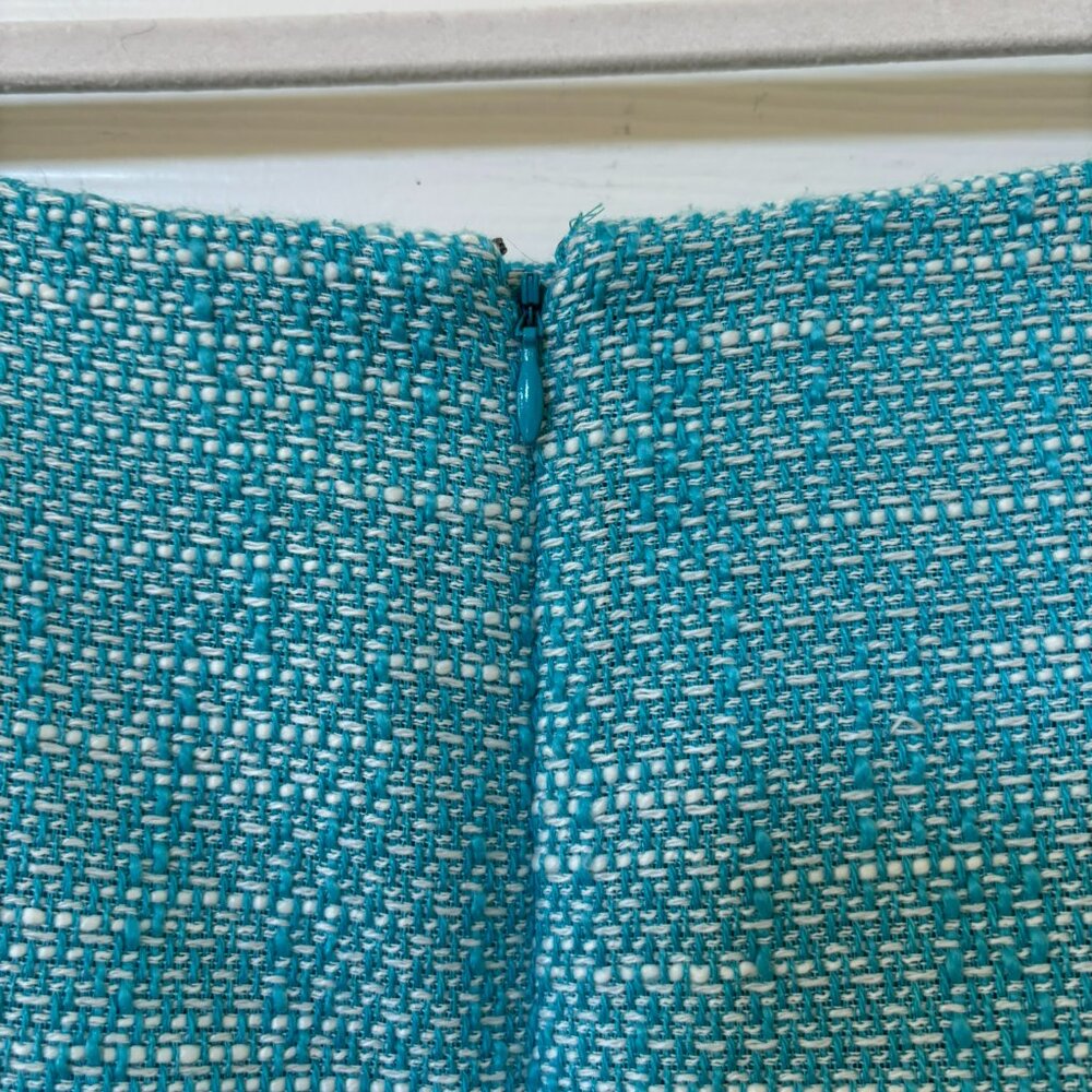 NWT Talbots Aqua and White Tweed Boucle Pencil Skirt 10 Petite - Picture 5 of 11
